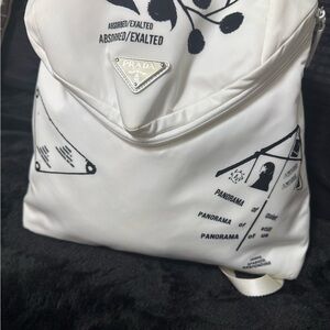 Prada Cream Women's Backpack with Black Accents